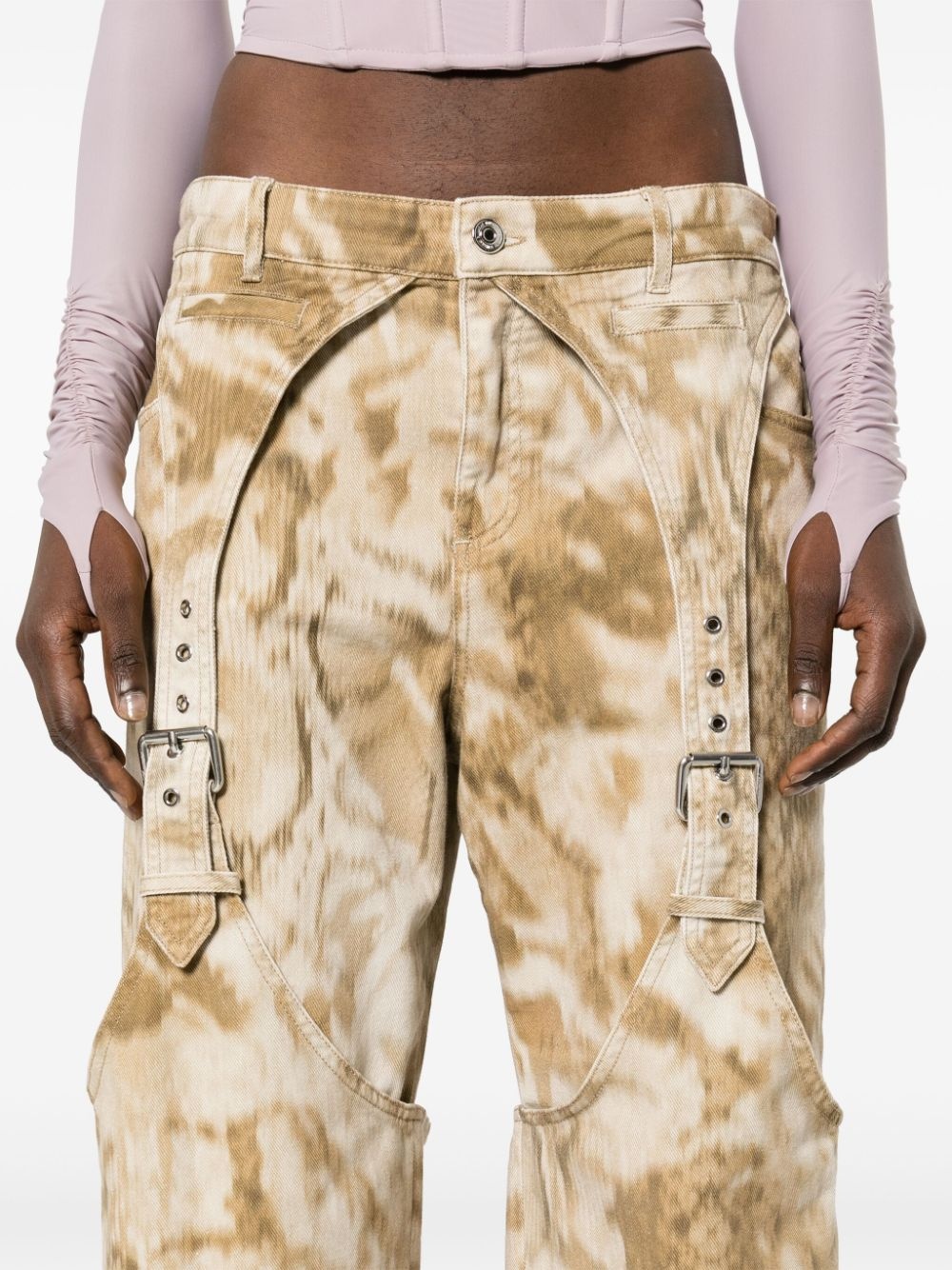 python-print wide-leg jeans - 5
