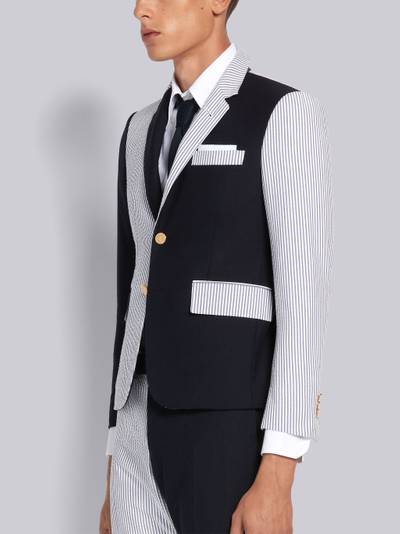 Thom Browne Navy Cotton Seersucker Stripe Funmix High Armhole Jacket outlook