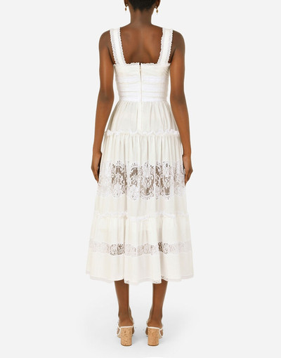 Dolce & Gabbana Poplin calf-length dress with crystal-embellished DG details outlook