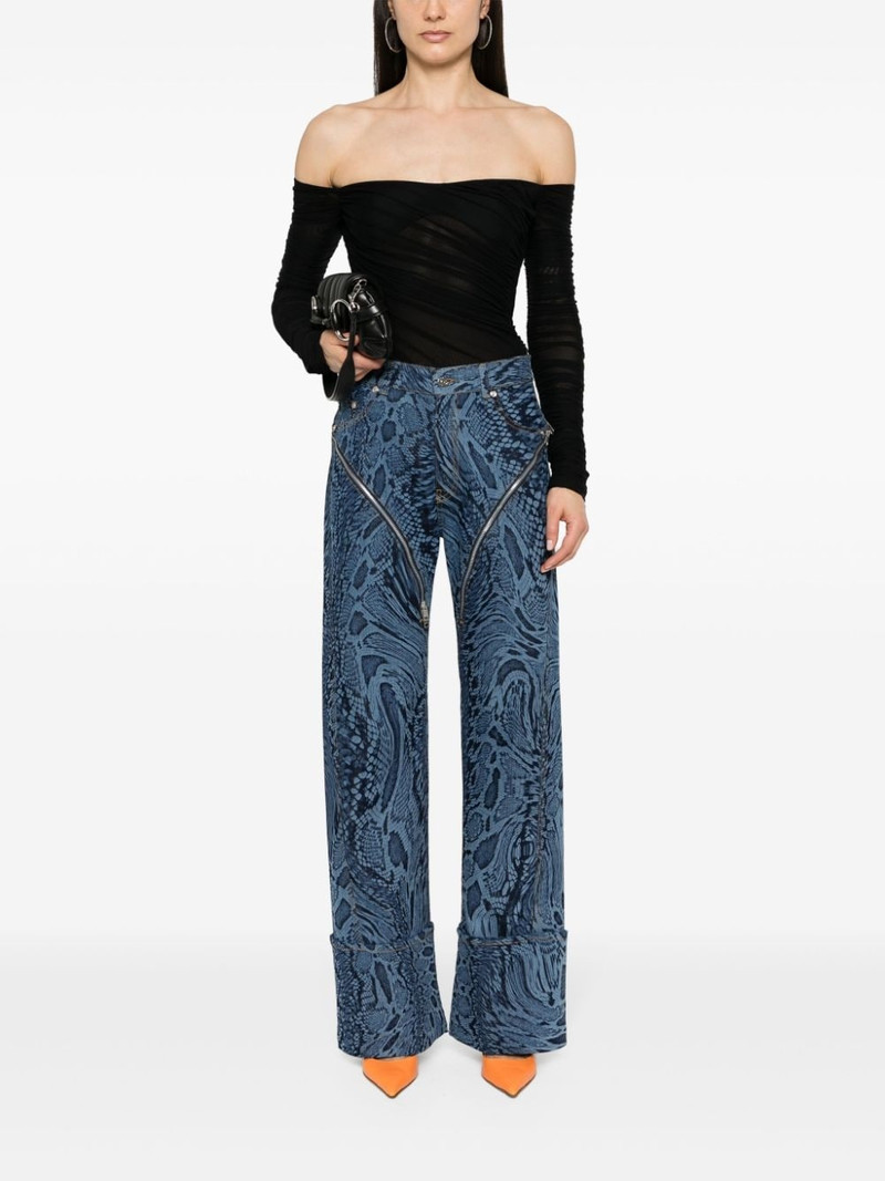 MUGLER snakeskin-print straight jeans outlook