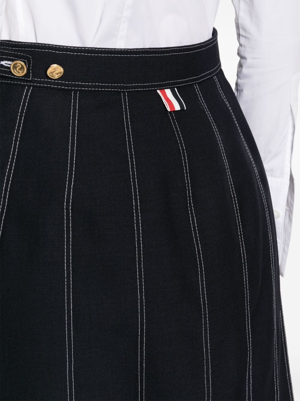 striped pleated wool miniskirt - 5