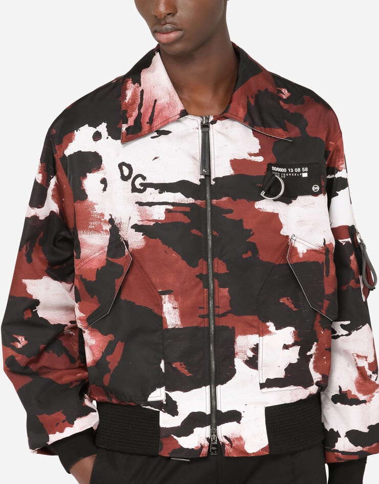 Camouflage-print nylon jacket with multiple logos - 4