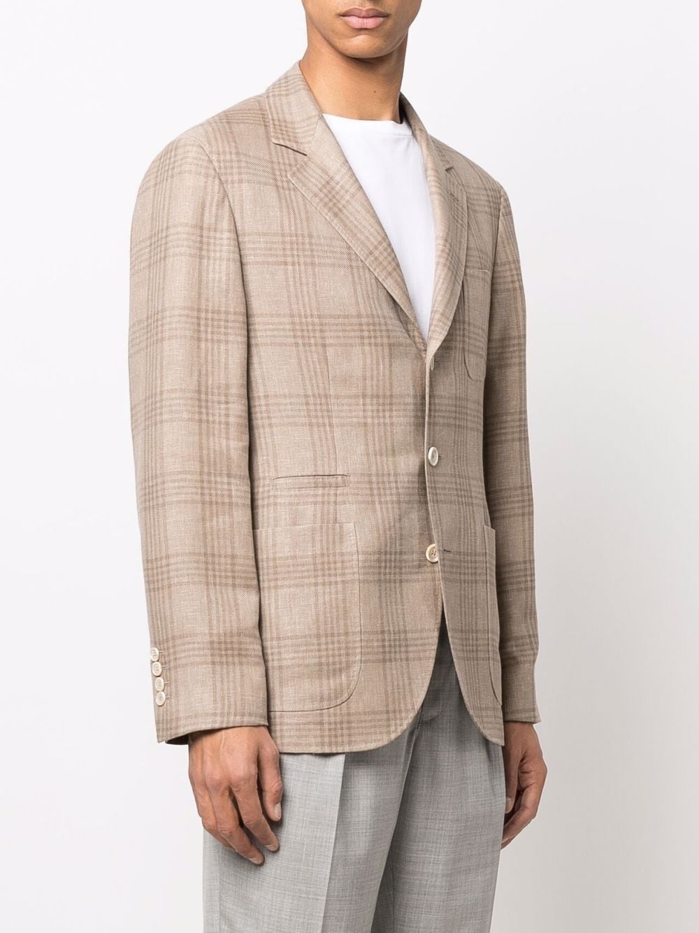 check-print single-breasted blazer - 3