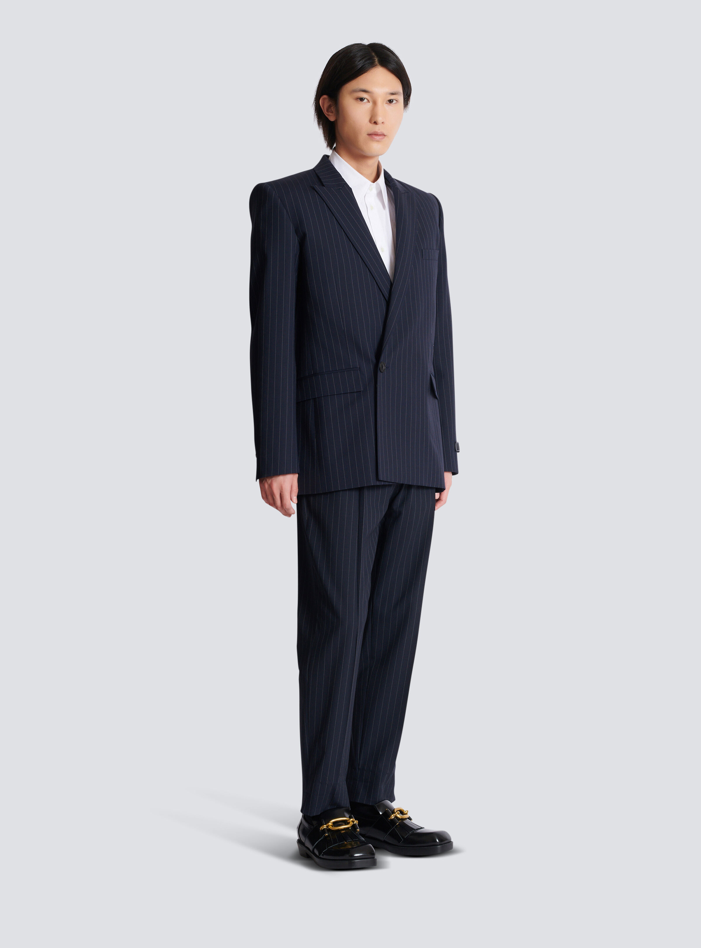 Wool pinstripe blazer - 3