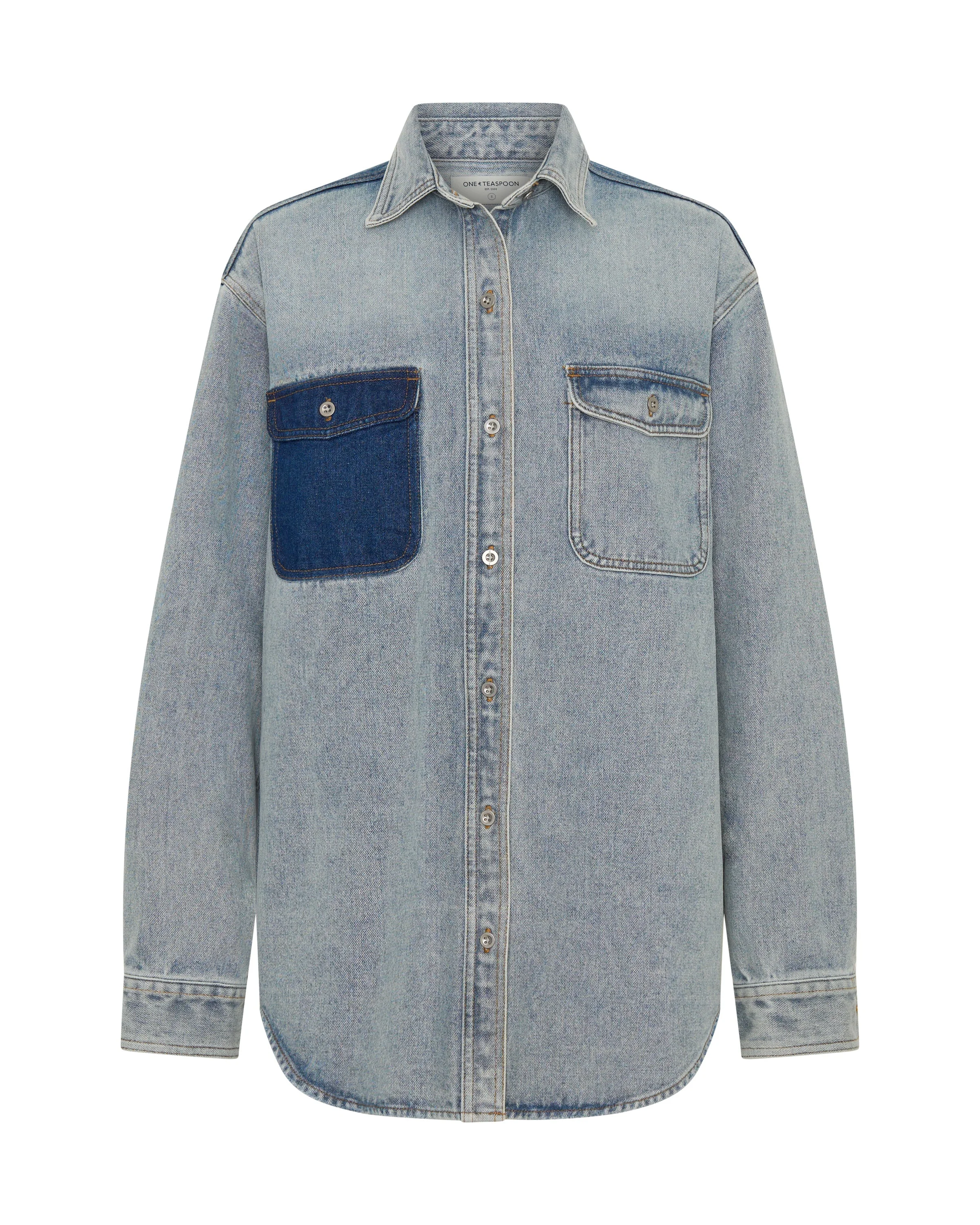 Saint Tropez Everyday Denim Shacket - Hendrixe Blue - 1