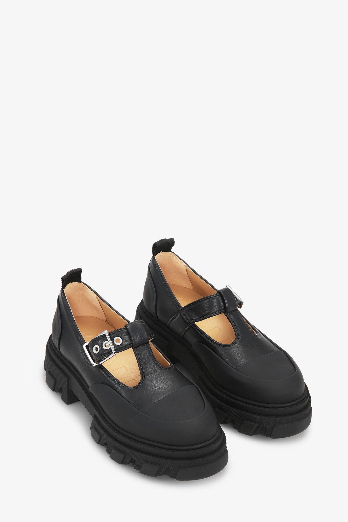 BLACK CLEATED MARY JANE SHOES - 2