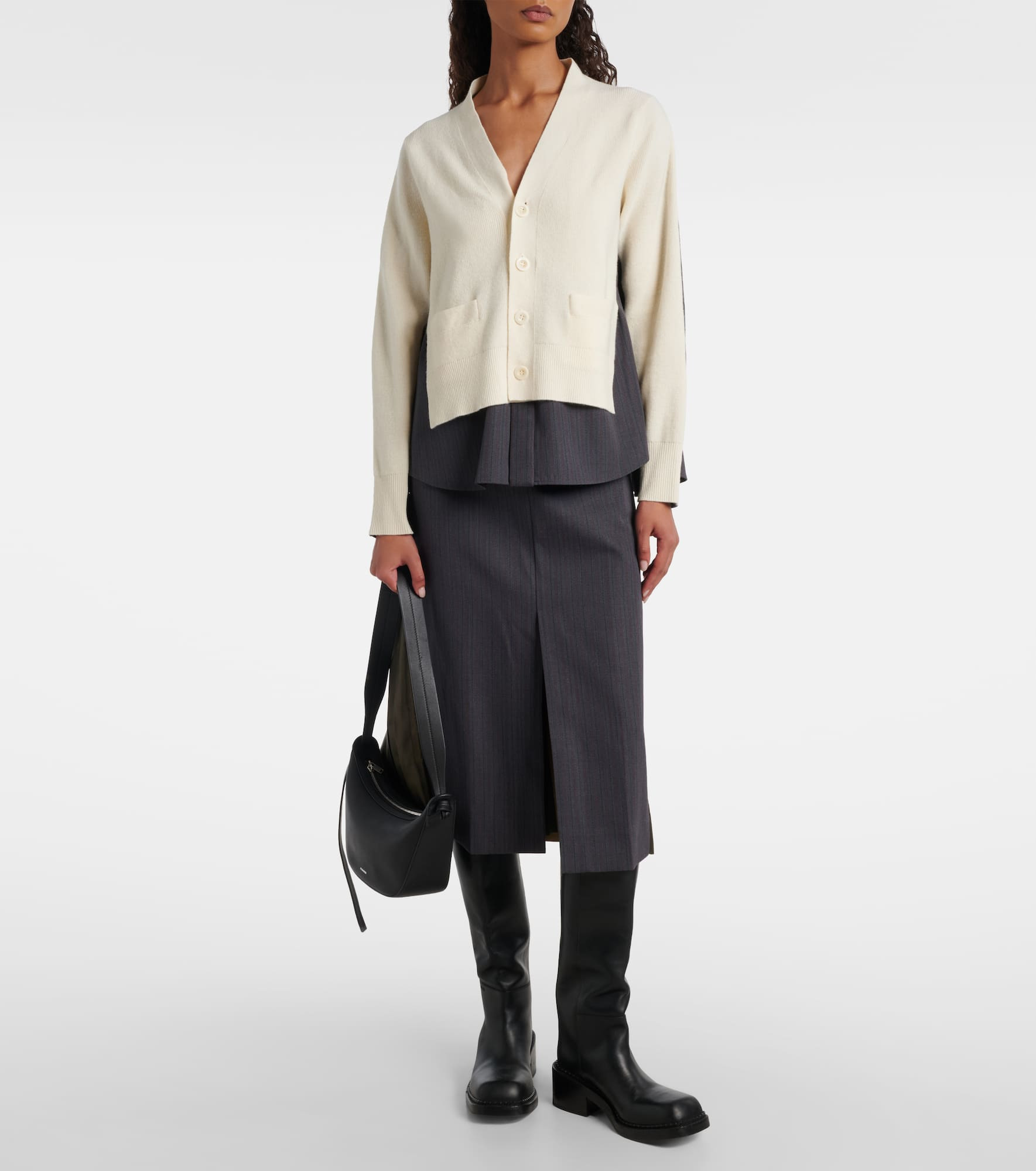 Striped layered wool cardigan - 2