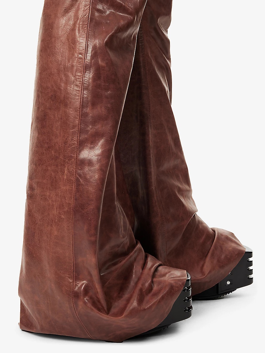 Dirt straight-leg high-rise crinkled leather trousers - 5
