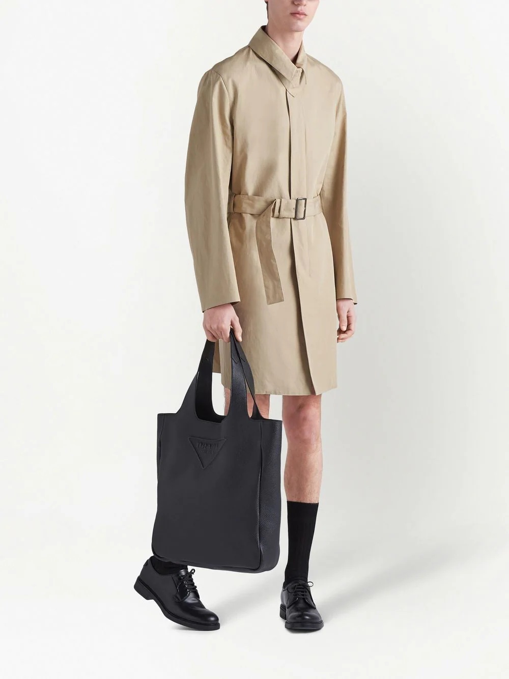 triangle-logo trench coat - 2