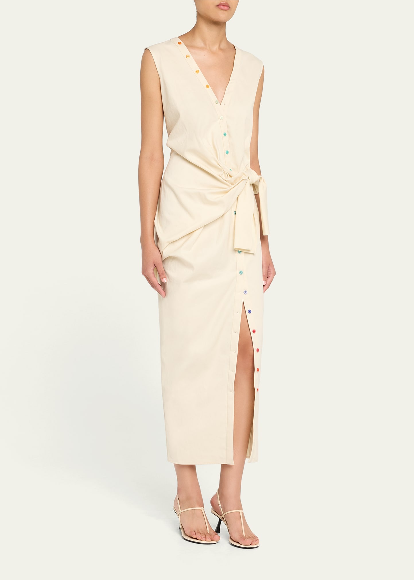 V-Neck Sleeveless Sarong Maxi Shirtdress - 4