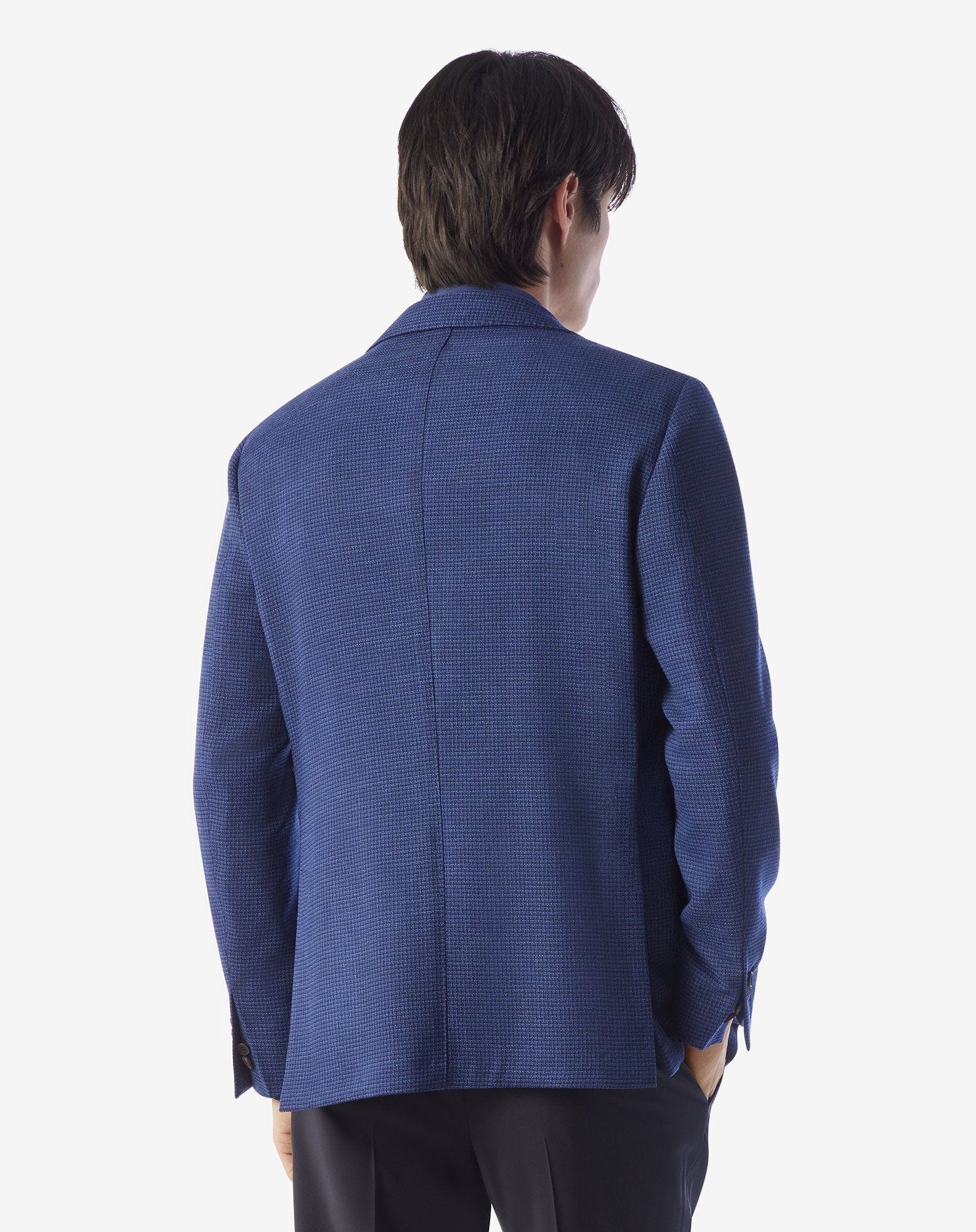 Navy blue stretch wool jacket with inner vest - 3