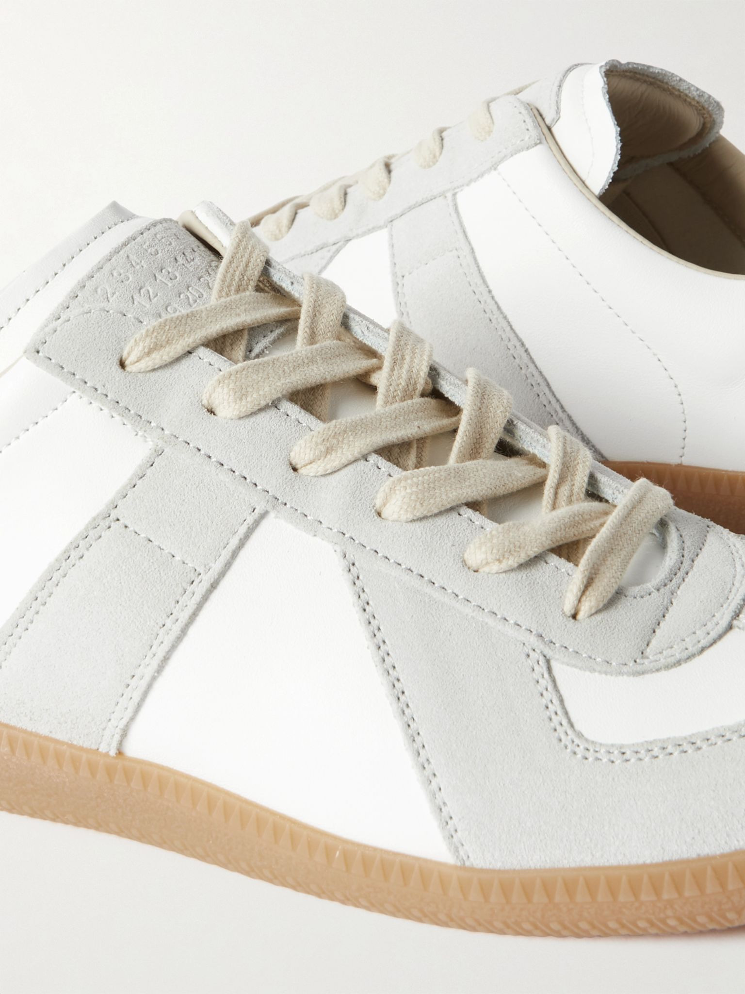 Replica Leather and Suede Sneakers White - 5