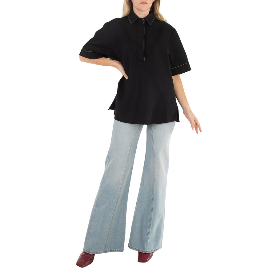 Victoria Beckham Pointed Collar Short-Sleeve Shirt - 2