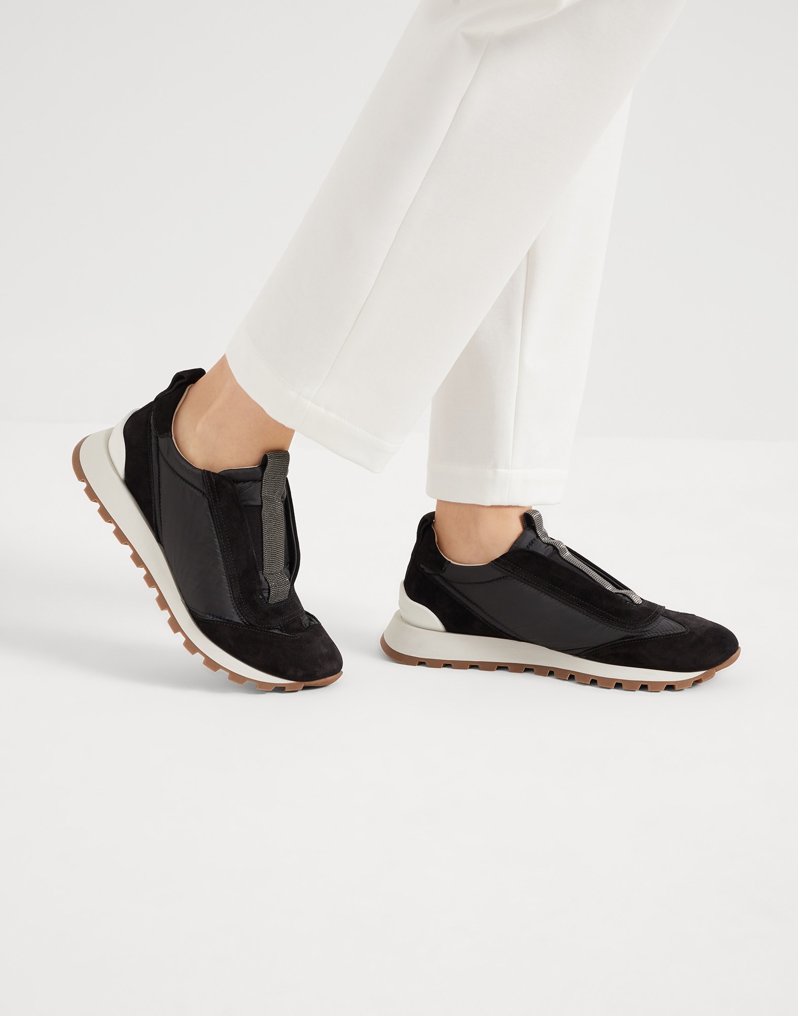 Suede and techno fabric runners with precious detail - 4