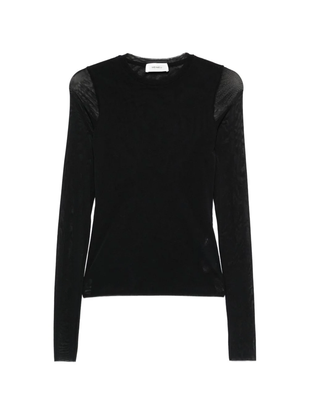 sheer-panel long-sleeve T-shirt - 1