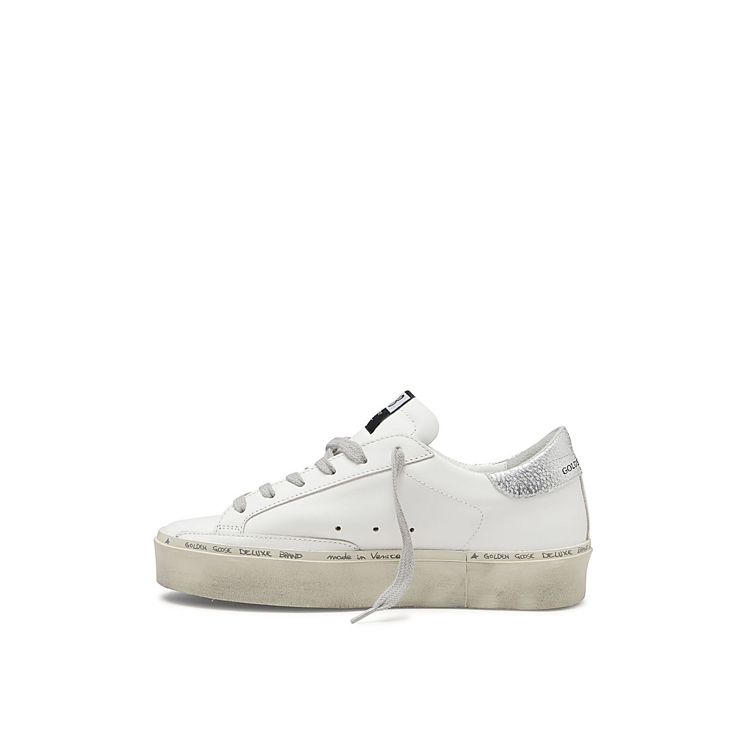 WHITE AND SILVER LEATHER SNEAKERS - 2