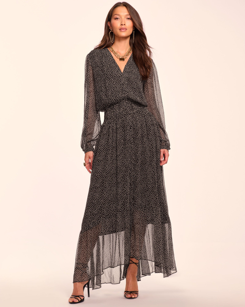 Dorothee Silk Long Sleeve Smocked Maxi Dress 1