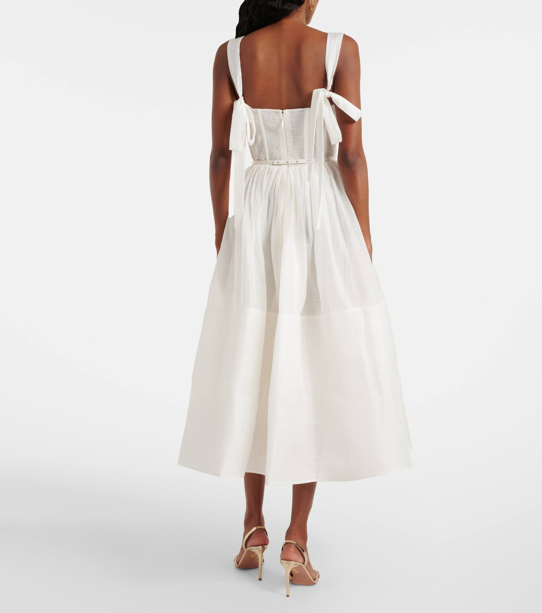Dawning linen and silk midi dress - 3