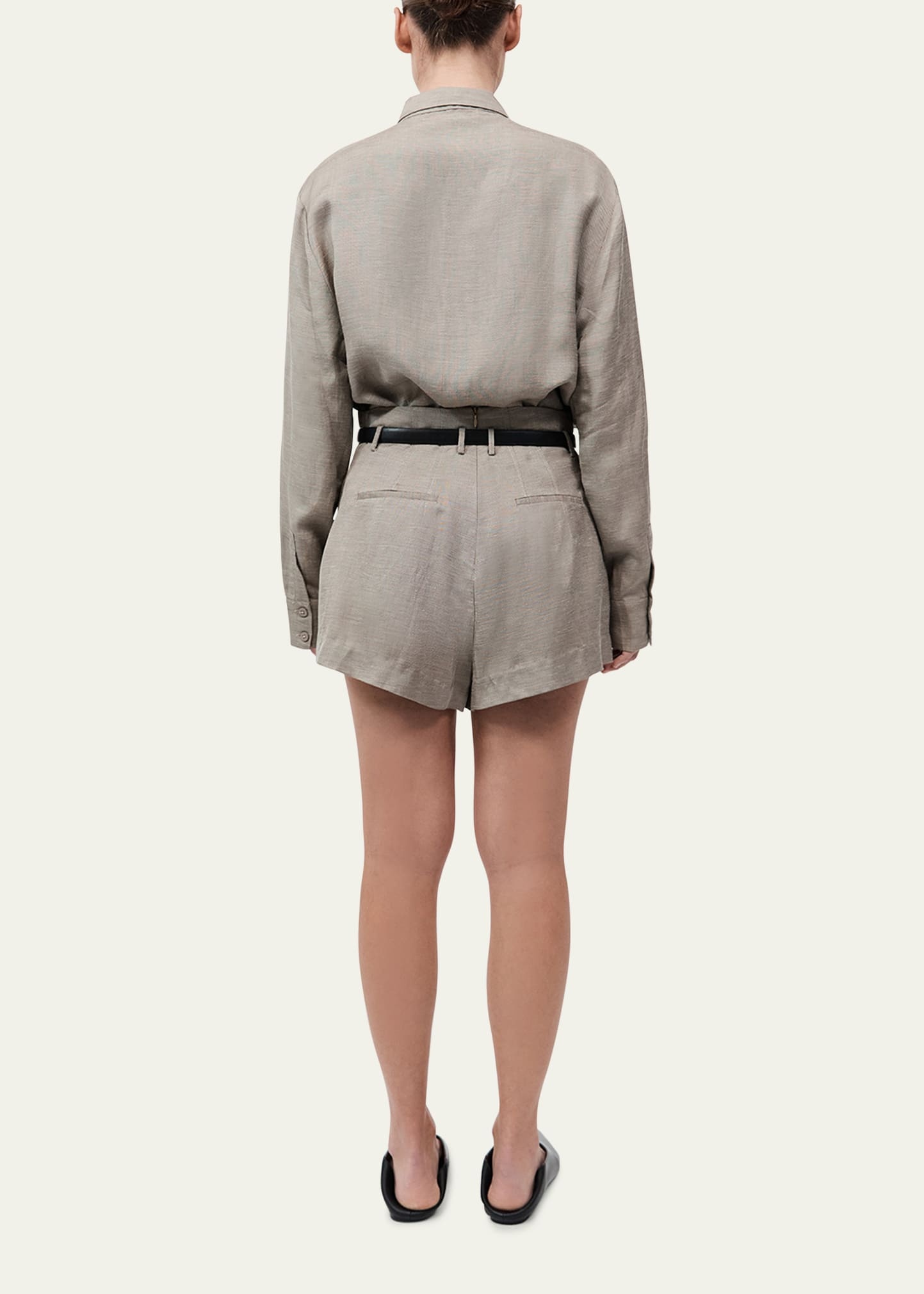 Melange Paper Bag Shorts - 3