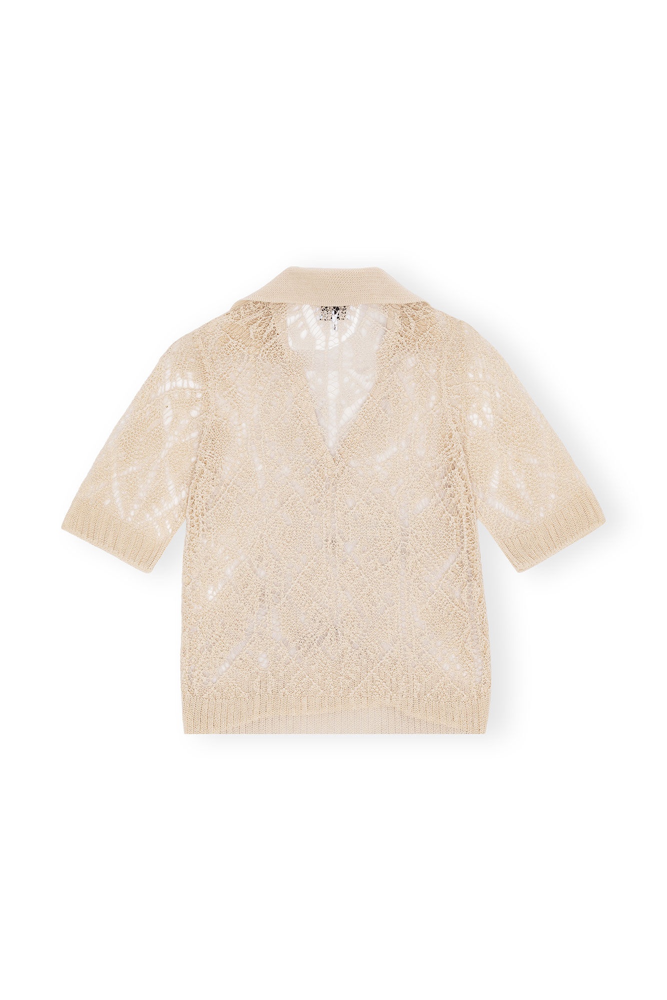 EGRET COTTON LACE POLO SWEATER - 2