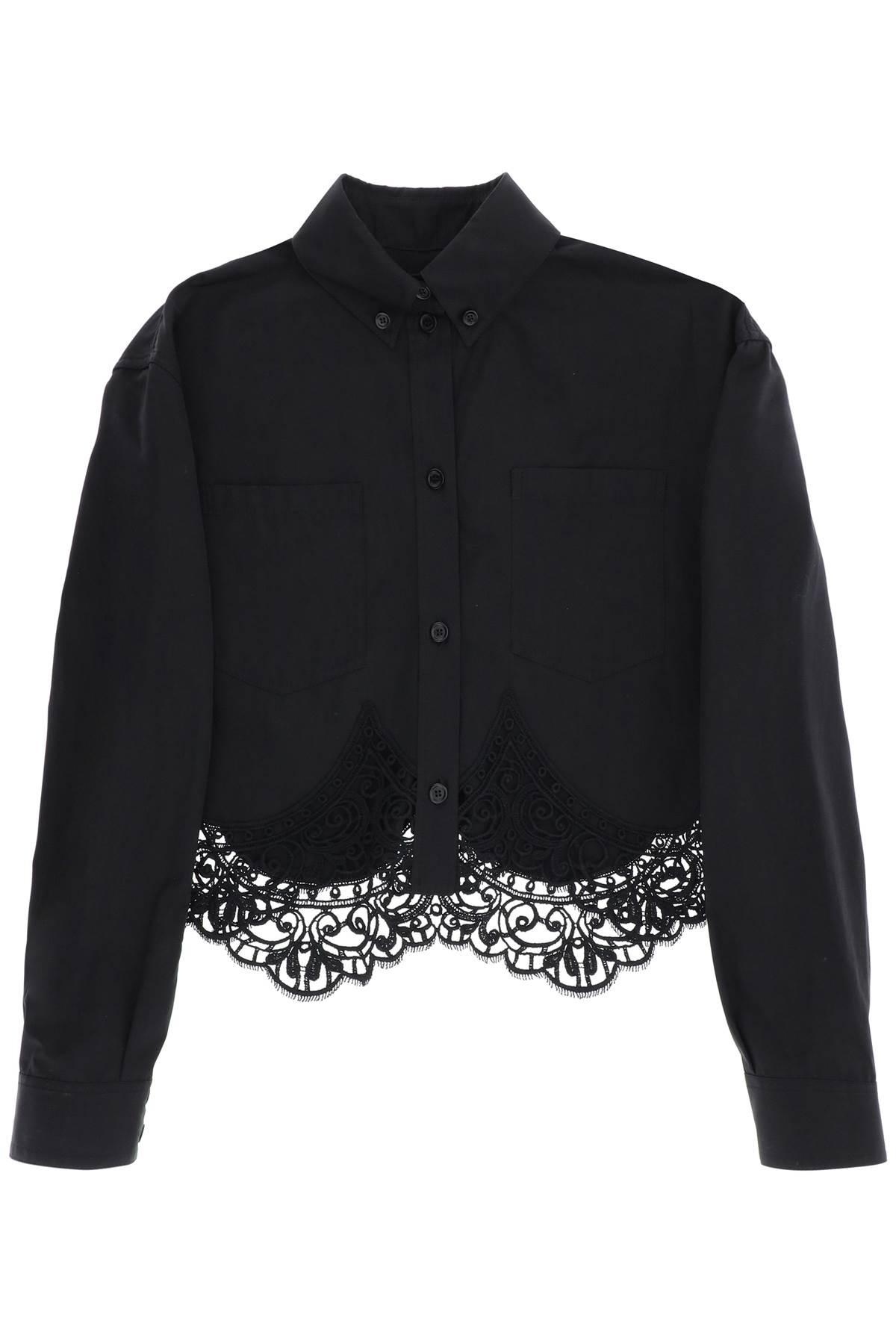 BURBERRY - CROPPED SHIRT WITH MACRAME LACE INSERT - 1