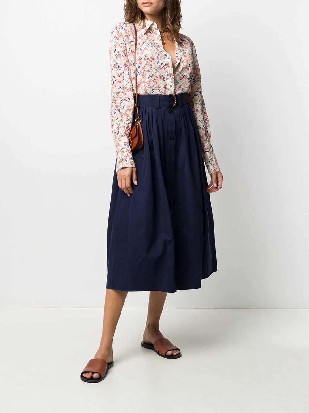 belted midi cotton skirt - 2