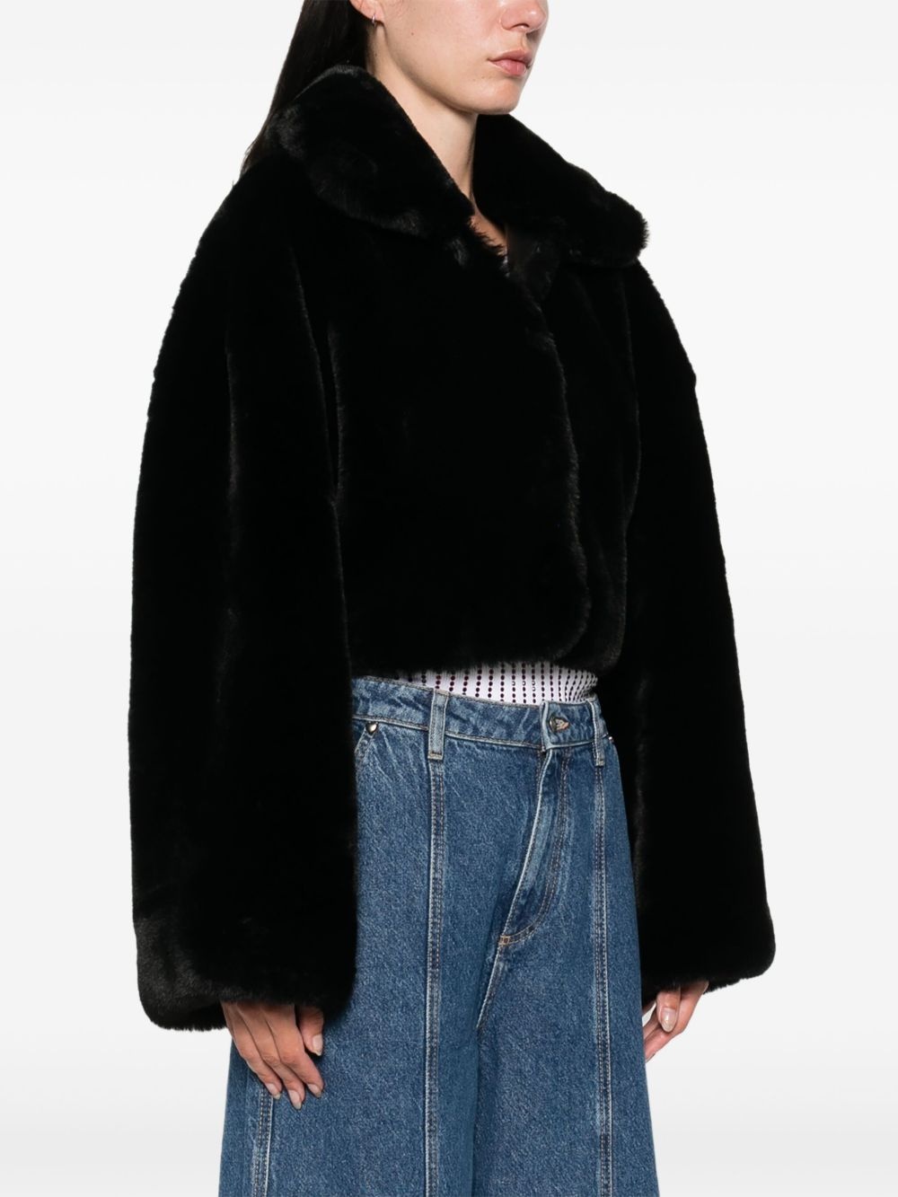 faux-fur cropped jacket - 3