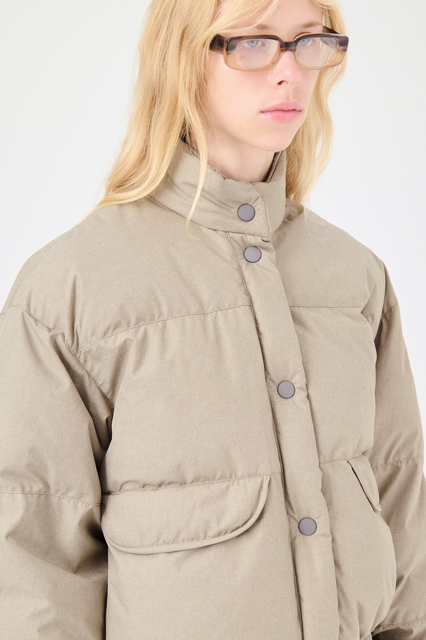 Cropped Inhale Puffa Doubleganger Beige Mel Nylon - 4