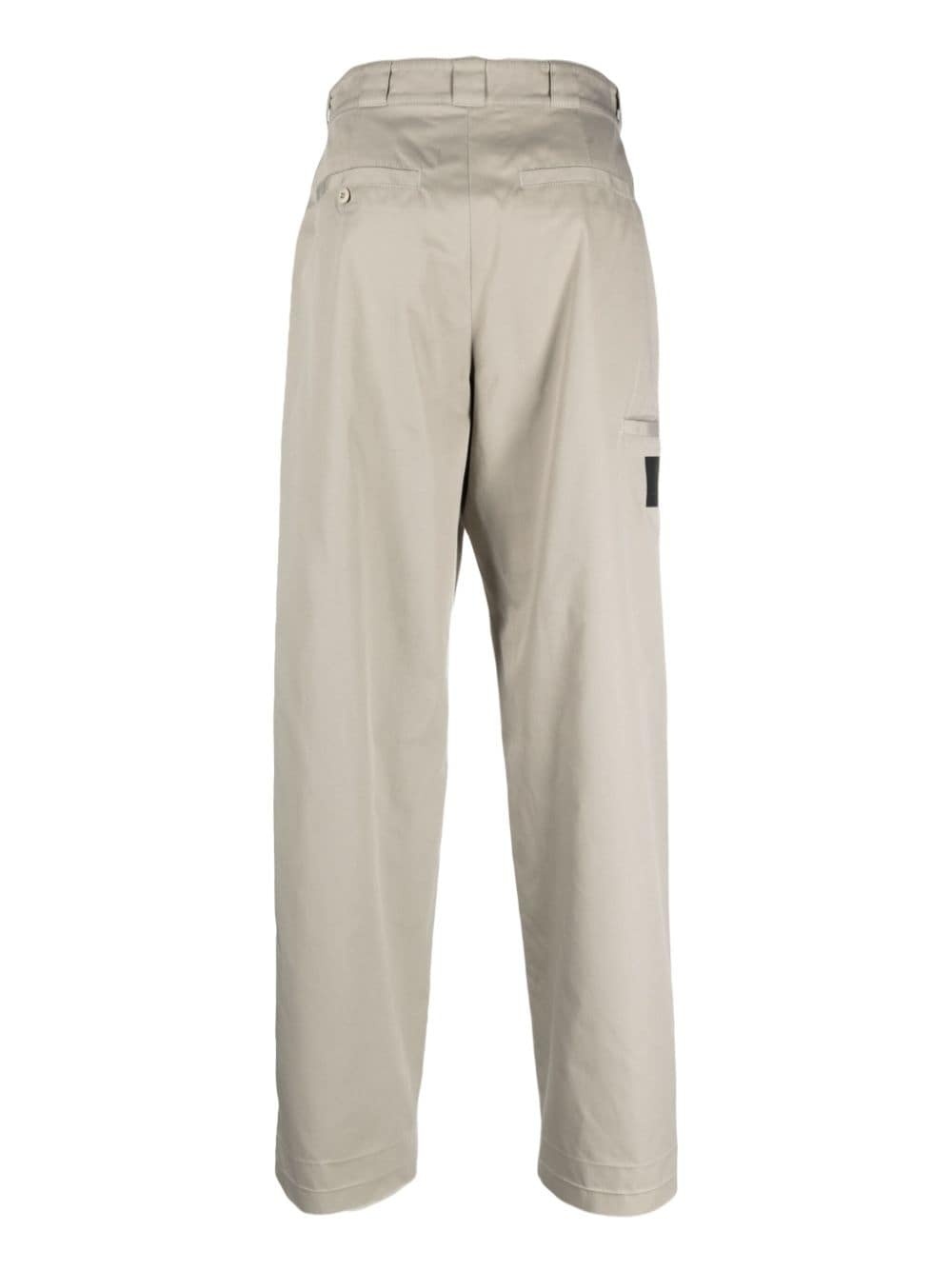 logo-patch cotton straight-leg trousers - 2