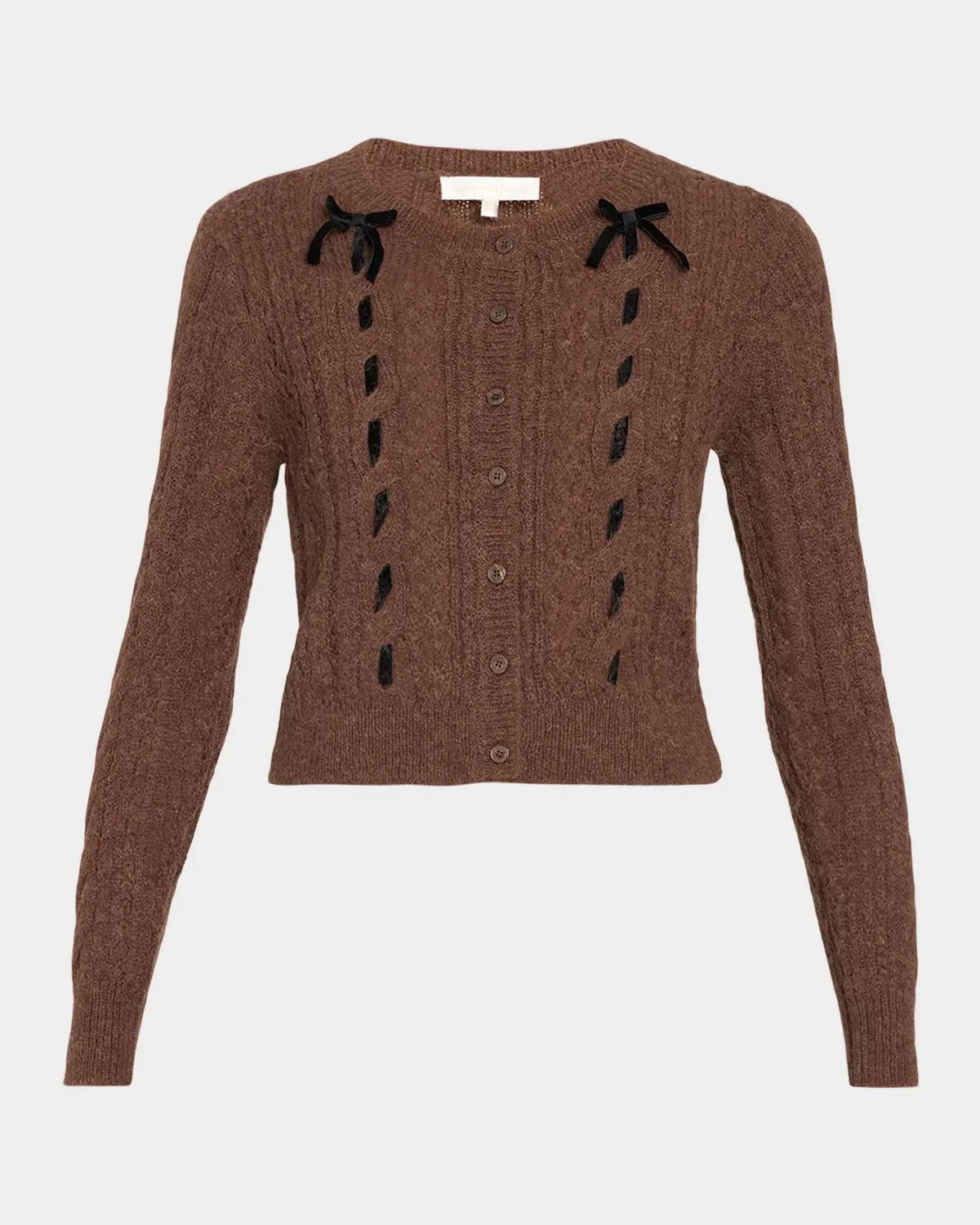 Dione Cable-Knit Crewneck Cardigan - 1