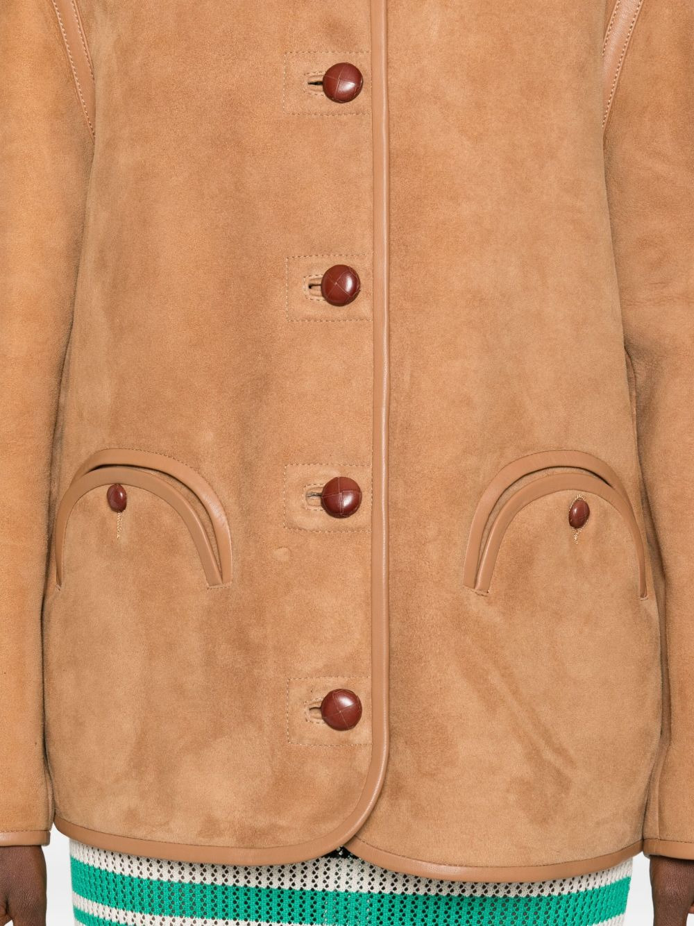 button-up suede jacket - 5