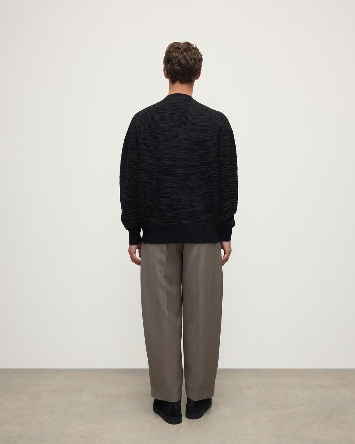 Plaited Texture Black Cashmere Cardigan - 4