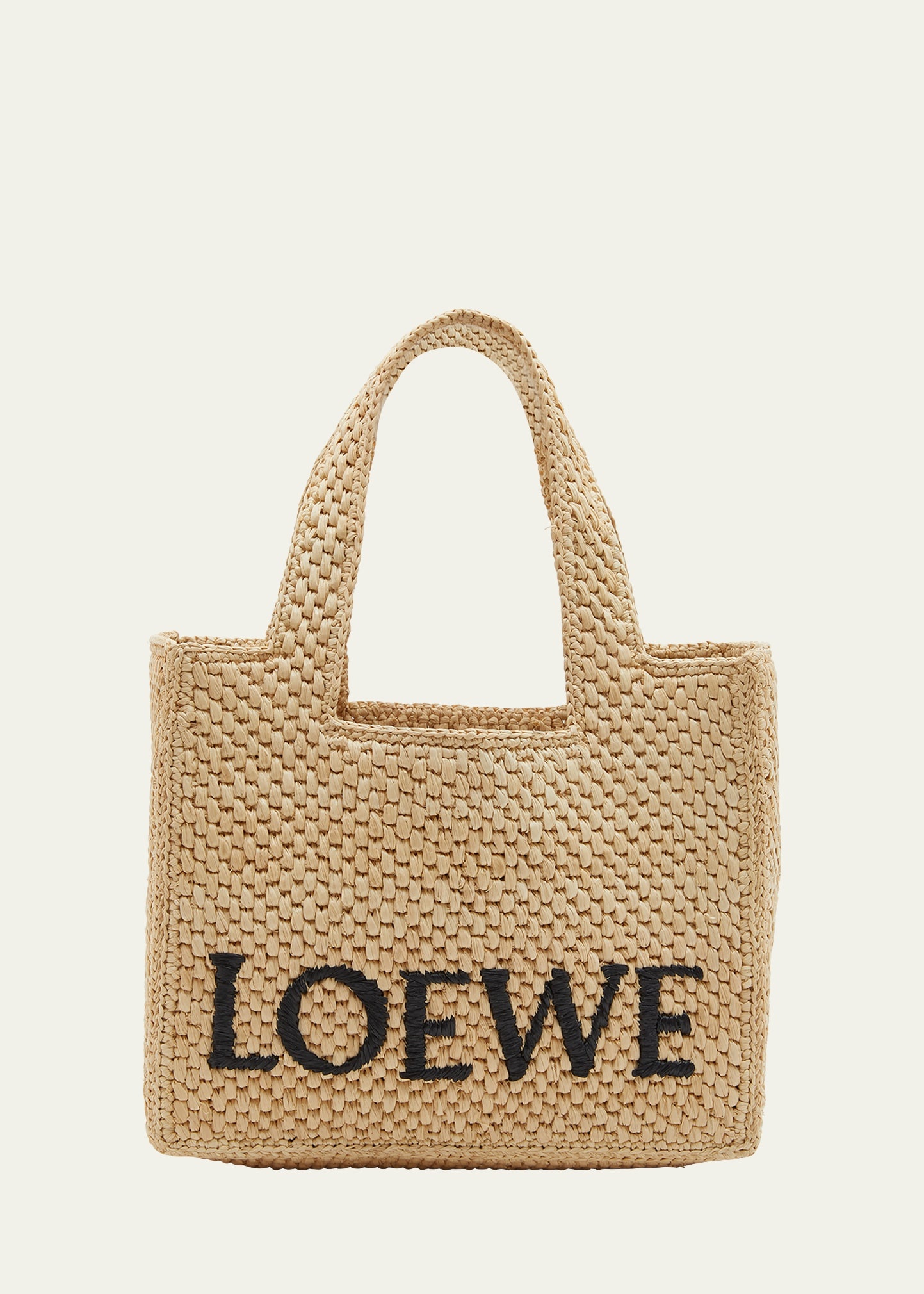 x Paula’s Ibiza Small Logo Raffia Tote Bag - 1