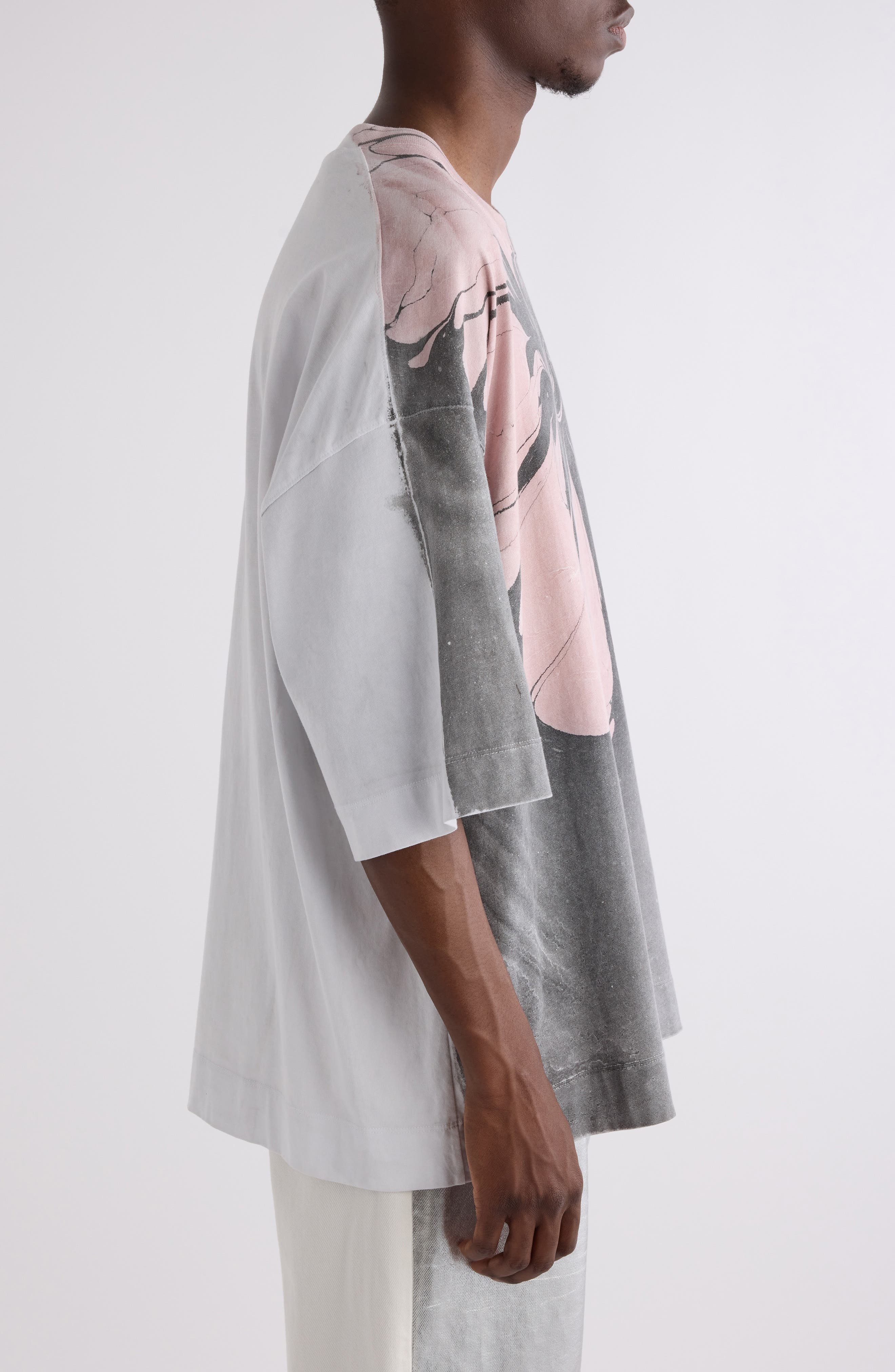 Dries Van Noten Hen Floral & Solid Oversize T-Shirt in Dessin at Nordstrom - 4