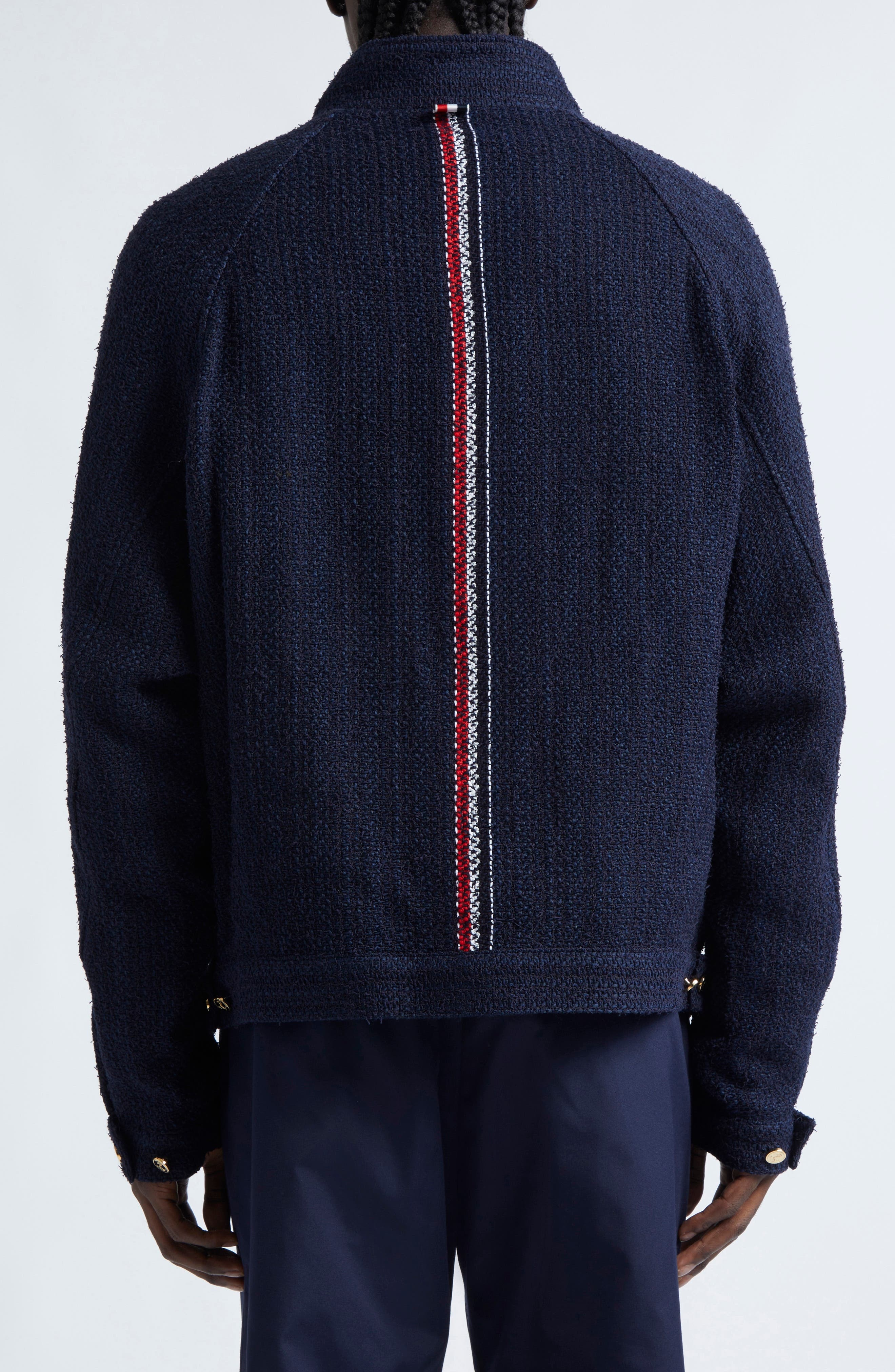 Thom Browne Raglan Sleeve Tweed Jacket in Navy at Nordstrom - 3