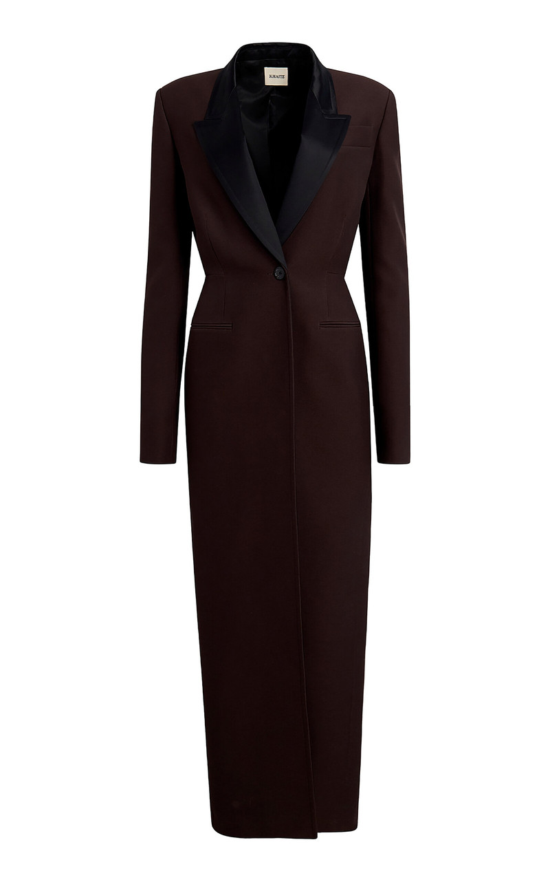 Bellow Satin-Trimmed Suiting Coat brown - 1