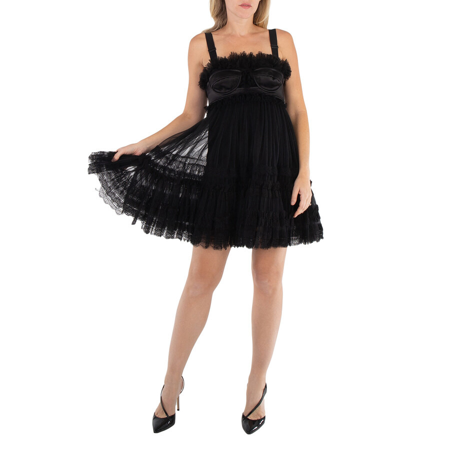 Burberry Ladies Black Tulle Corset Mini Dress - 4