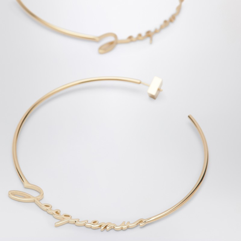 Jacquemus Gold Hoop Earrings With Logo Women - 2