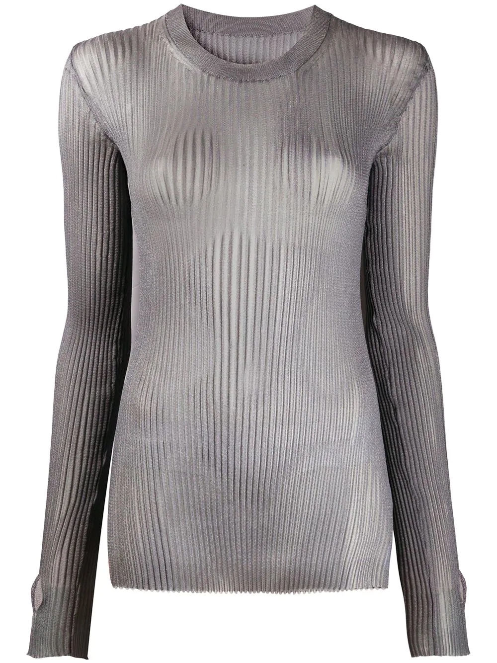 metallic ribbed knitted top - 1