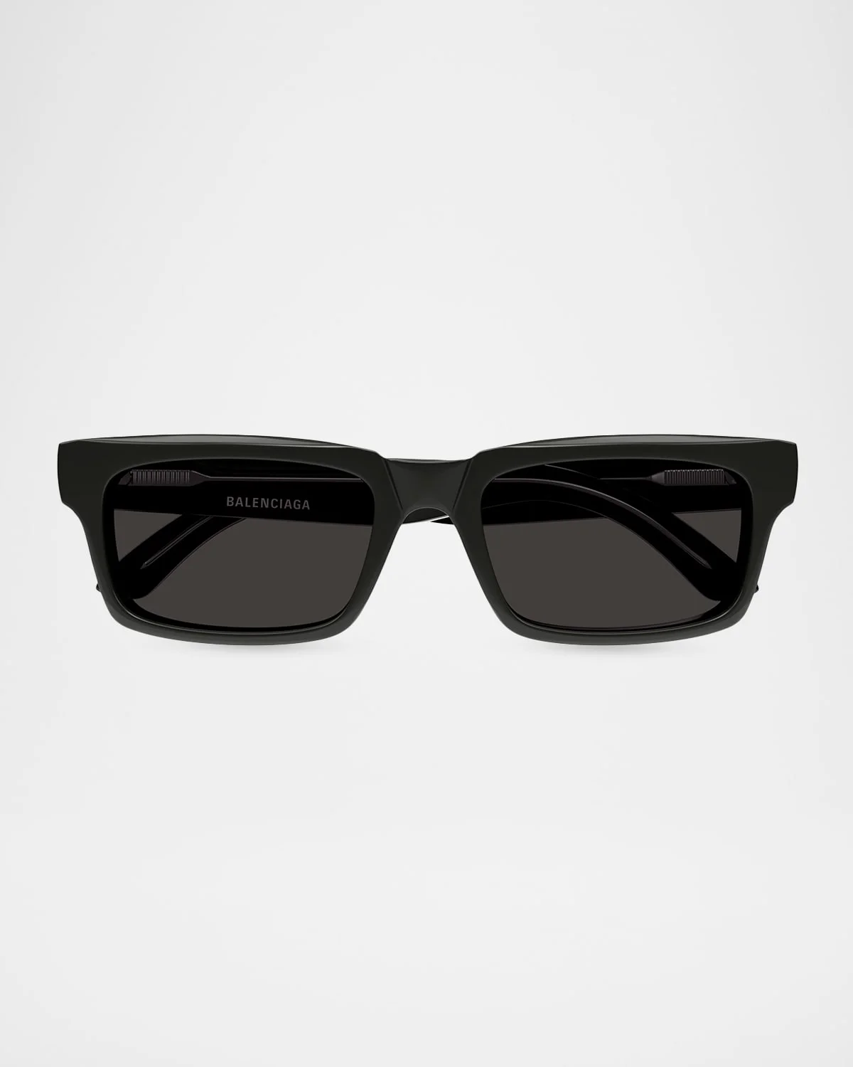 Men's Acetate and Nylon Bridge-Logo Rectangle Sunglasses - 1