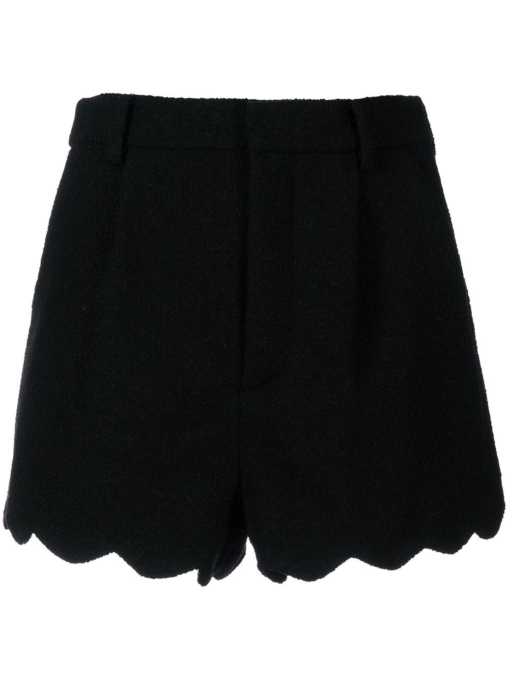 high-waisted scallop-edge shorts - 1