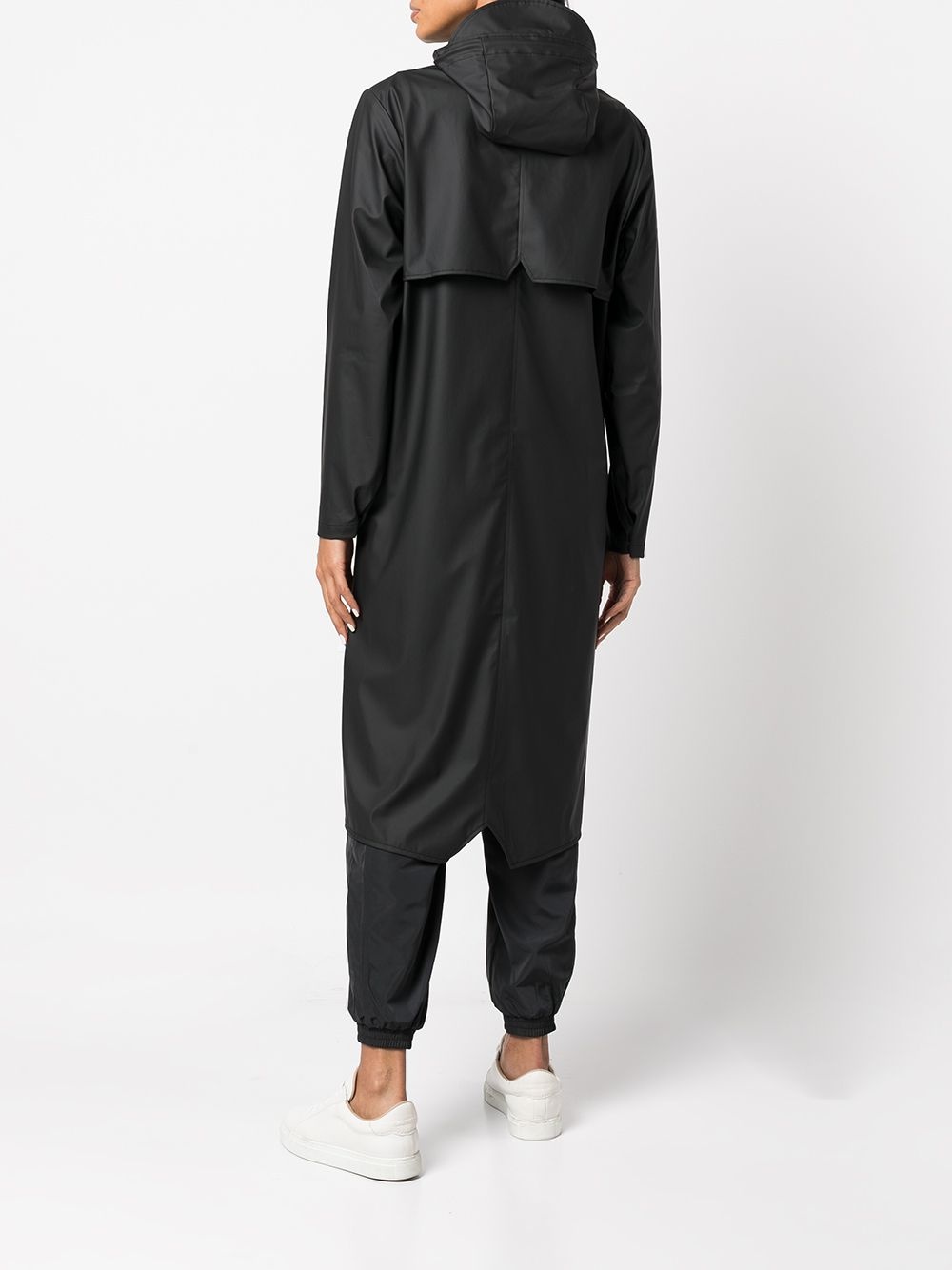 Longer drawstring-hood raincoat - 4