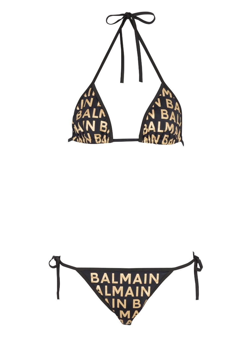 logo-print triangle bikini set - 1