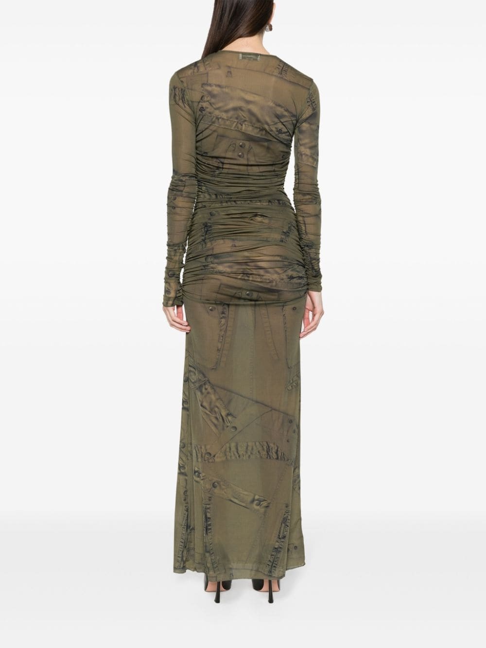 cargo-print gathered maxi dress - 4