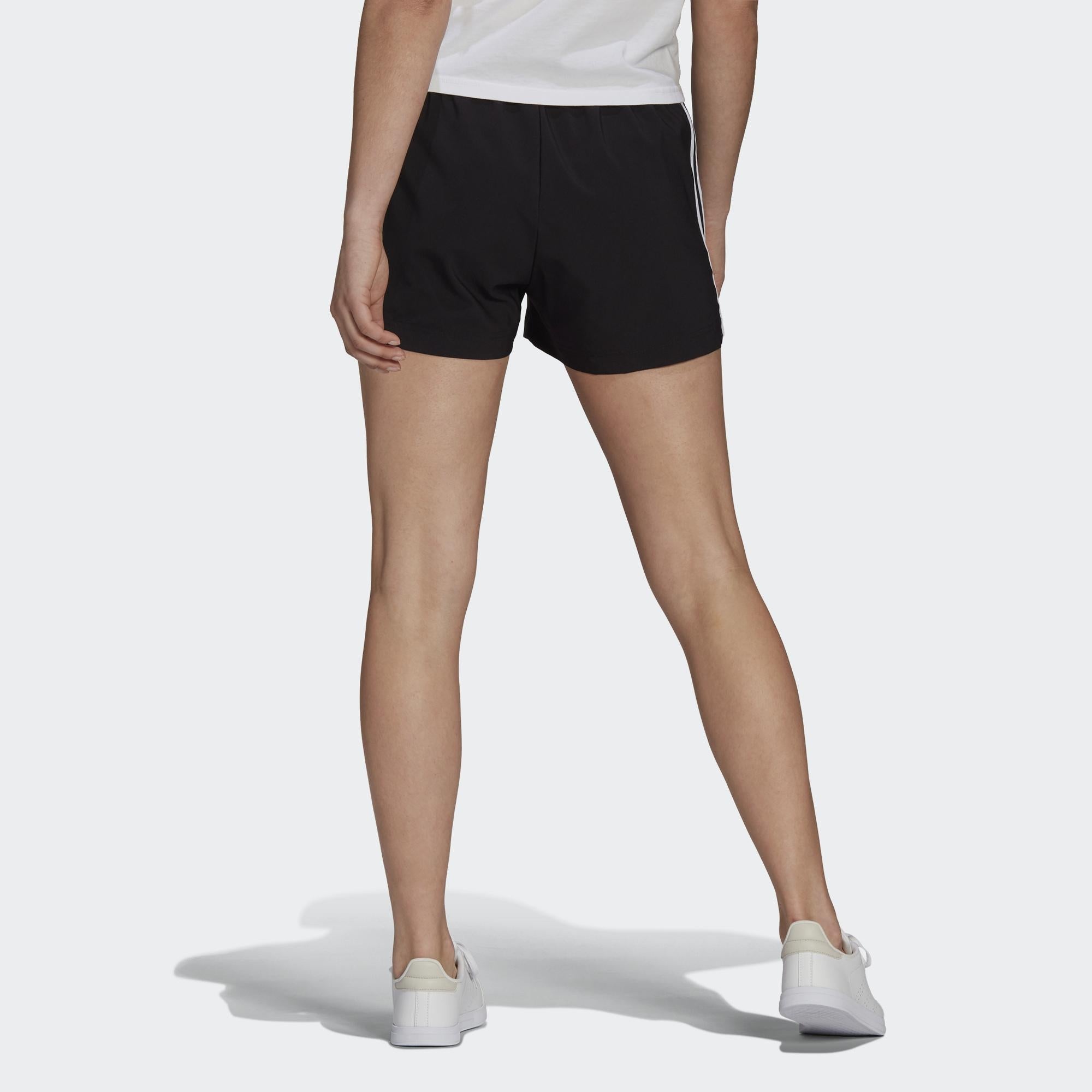 (WMNS) adidas W 3s Wv Sho Training Sports Stripe Woven Shorts Black GM5549 - 3