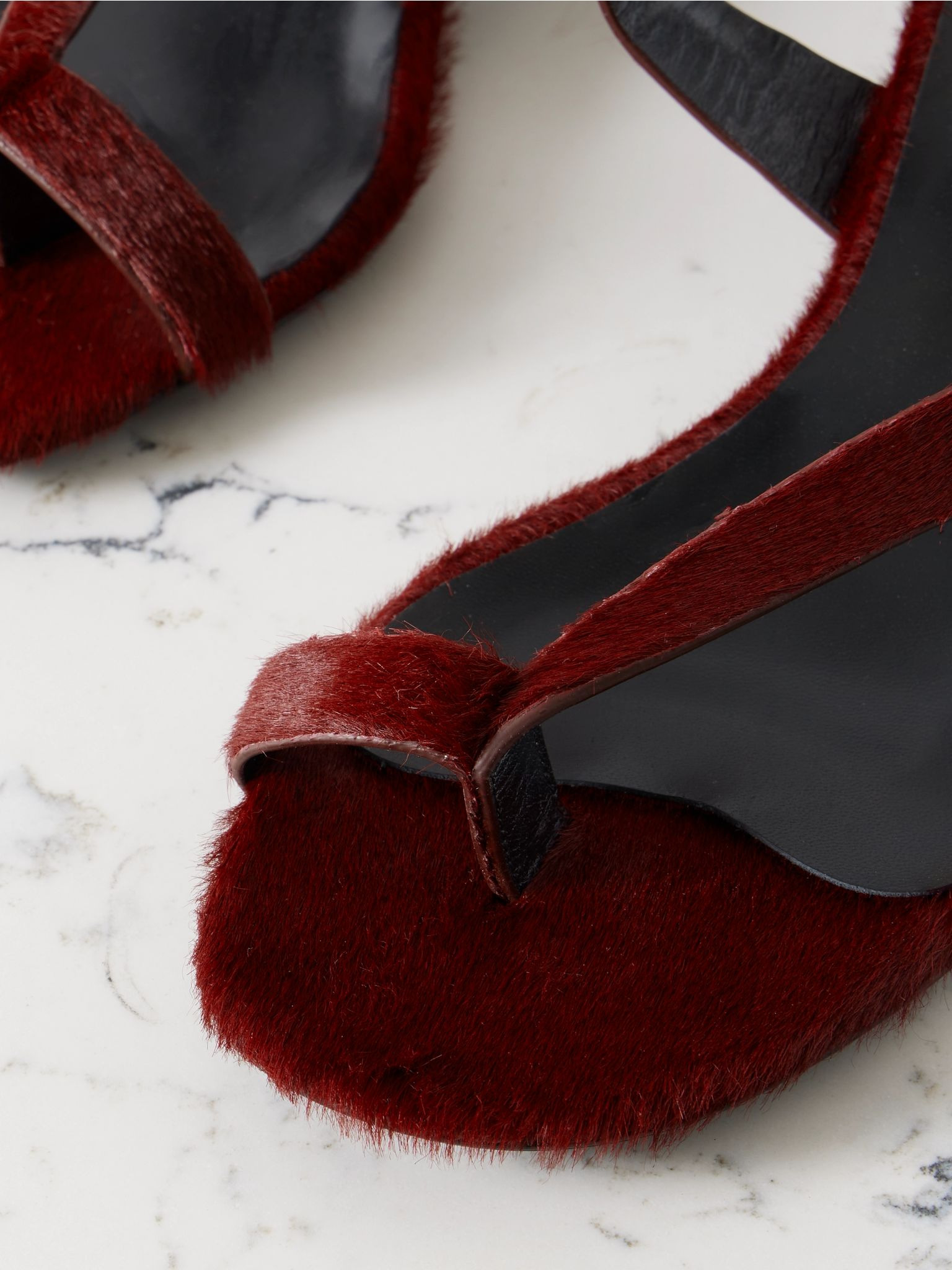 Aimee calf hair sandals Burgundy - 4