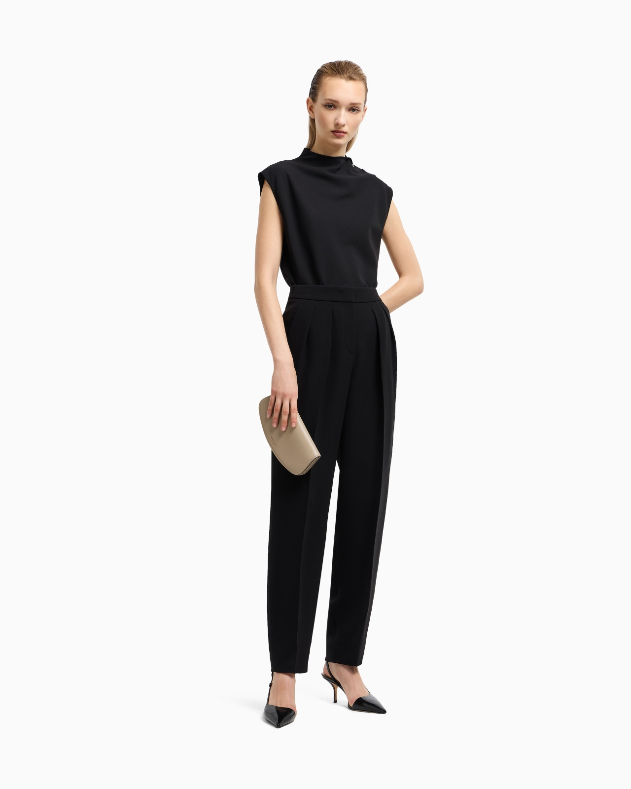 SILK CADY TROUSERS WITH PLEATS - 2