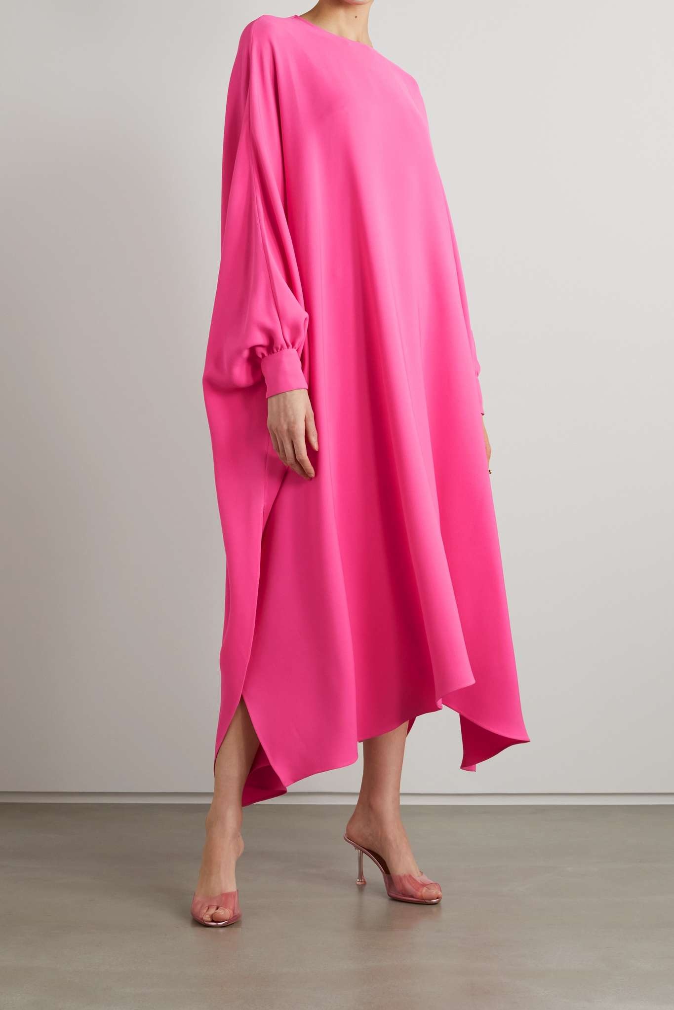 Oversized asymmetric draped silk-crepe dress - 3