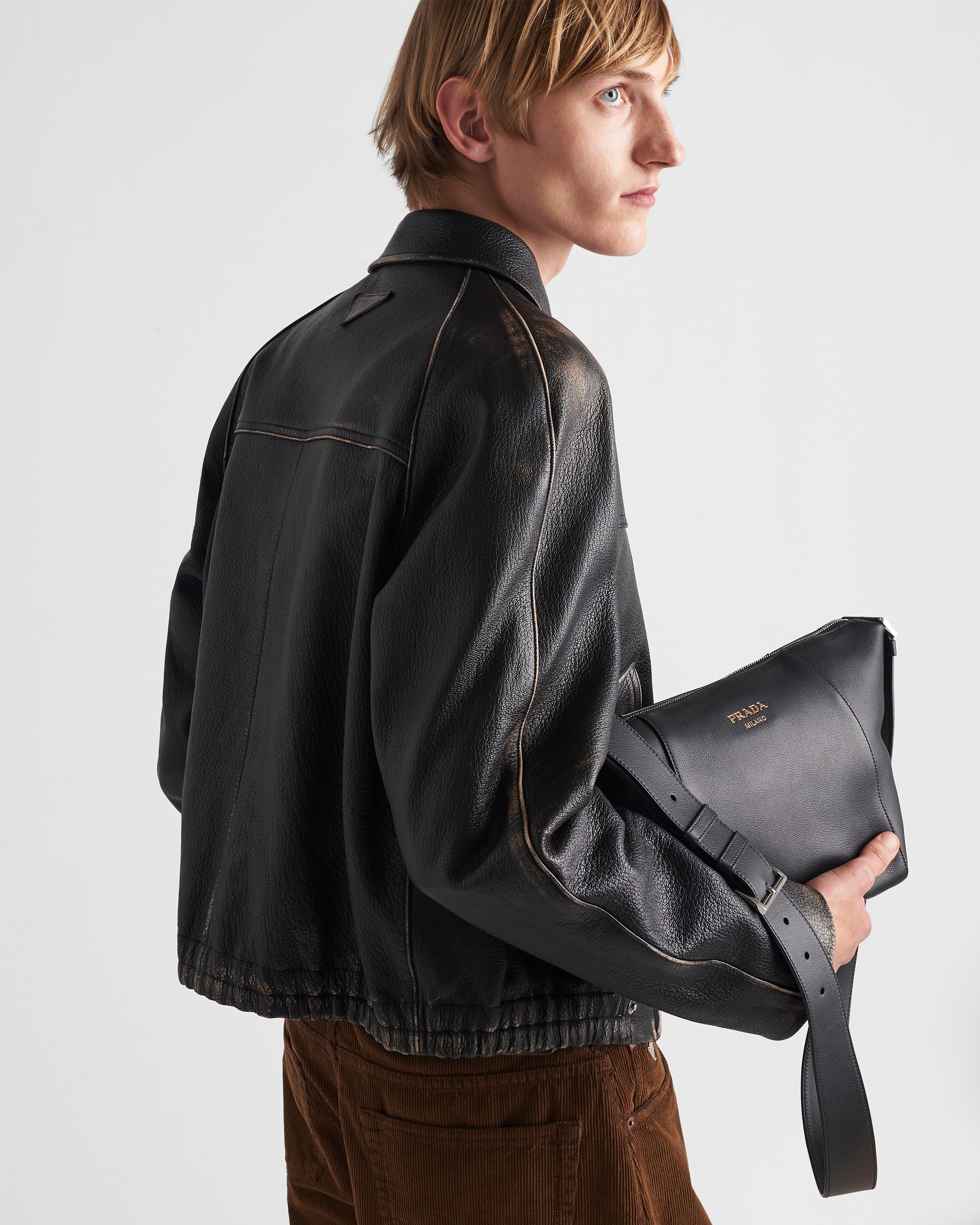 【関税&送料込】Prada Black Nappa Leather Padded Jacket Prada Nappa Leather Jacket | Saks Fifth Avenue