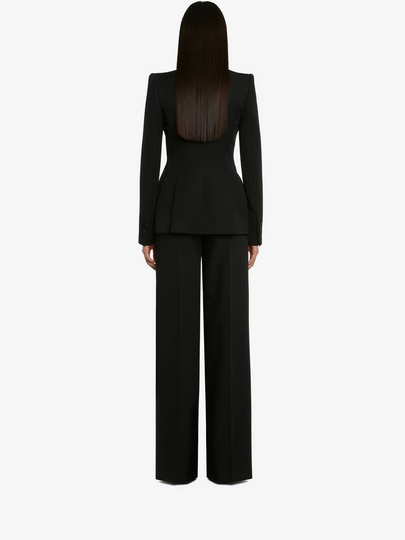 Women's Wide Leg Trousers in Black - 4